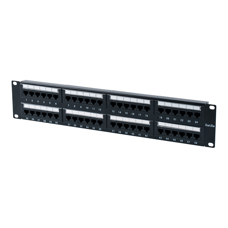 Cat5e 19-palcový 2U netienený 48-portový prepojovací panel (dvojúčelový IDC; s plastovou lepenkovou vložkou) SP-3204D48-C5E