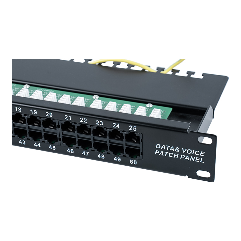Kategória 3 19-palcový 1U 8P 8C 50-portový hlasový patch panel (KRONE IDC) SP-3208K50-C3 Kategória 3 19-palcový 1U 8P 8C 50-portový hlasový patch panel (KRONE IDC) SP-3208K50-C3