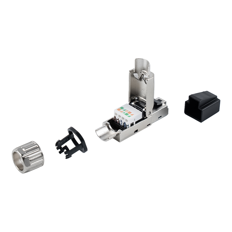 Cat7 tienený beznástrojový konektor RJ45 (s plastovými ochrannými objímkami) RJ-G50S-1-C7 Cat7 tienený beznástrojový konektor RJ45 (s plastovými ochrannými objímkami) RJ-G50S-1-C7