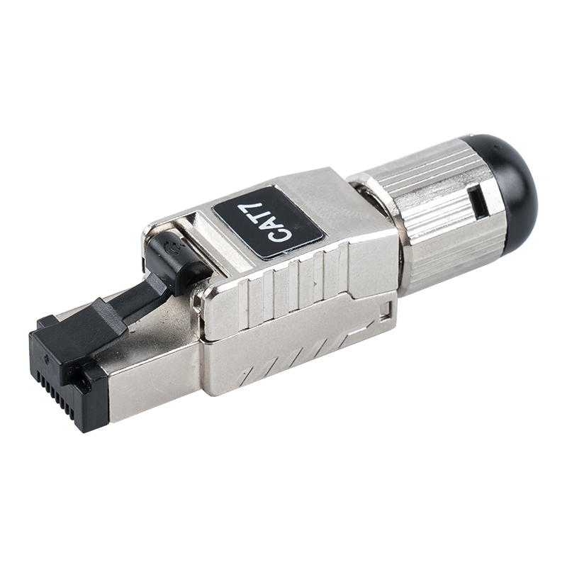 Cat7 tienený beznástrojový konektor RJ45 (s čiernou plastovou pružinovou sponou) RJ-G60S-1-C7 Cat7 tienený beznástrojový konektor RJ45 (s čiernou plastovou pružinovou sponou) RJ-G60S-1-C7