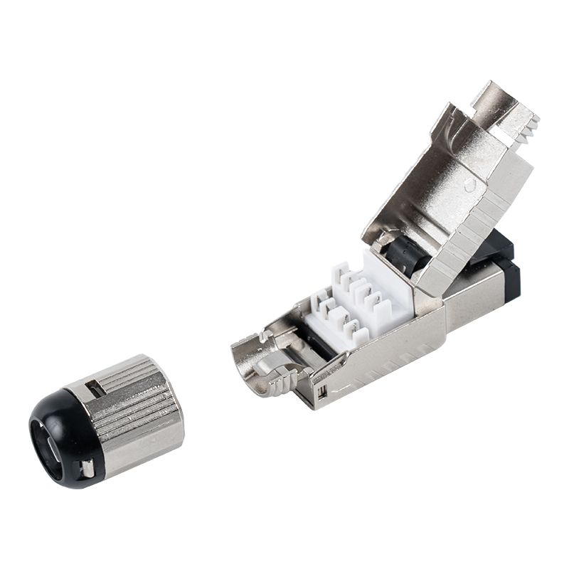 Cat7 tienený beznástrojový konektor RJ45 (s čiernou plastovou pružinovou sponou) RJ-G60S-1-C7 Cat7 tienený beznástrojový konektor RJ45 (s čiernou plastovou pružinovou sponou) RJ-G60S-1-C7