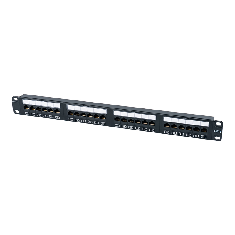 C6 19-palcový 1U netienený 24-portový prepojovací panel (výklopné plastové okno) SP-3411D24-C6